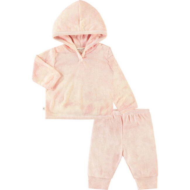 Whimzzz Stripe Rib Hoodie And Pant Set, Marble Orange