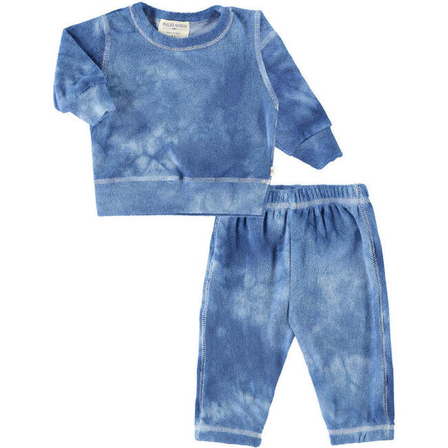 Whimzzz Organic Loop Terry Loungewear Set, Marble Blue - Mixed Apparel Set - 1