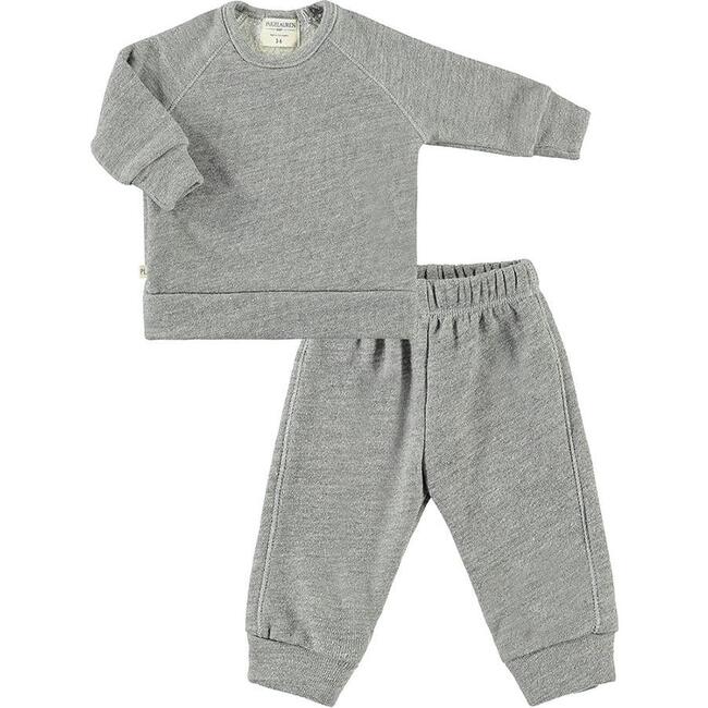Galaxy Vintage Heathered Sherpa Loungewear Set, Gray - Mixed Apparel Set - 1