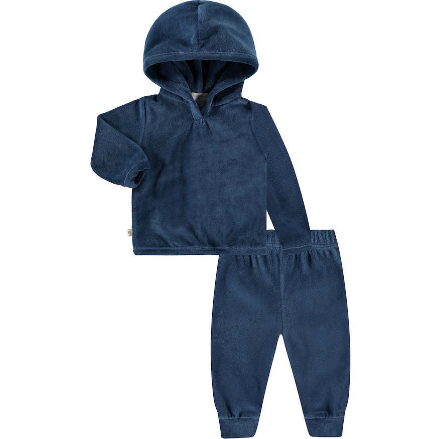 Galaxy Velour Hoodie And Legging Loungewear, Navy - Loungewear - 1