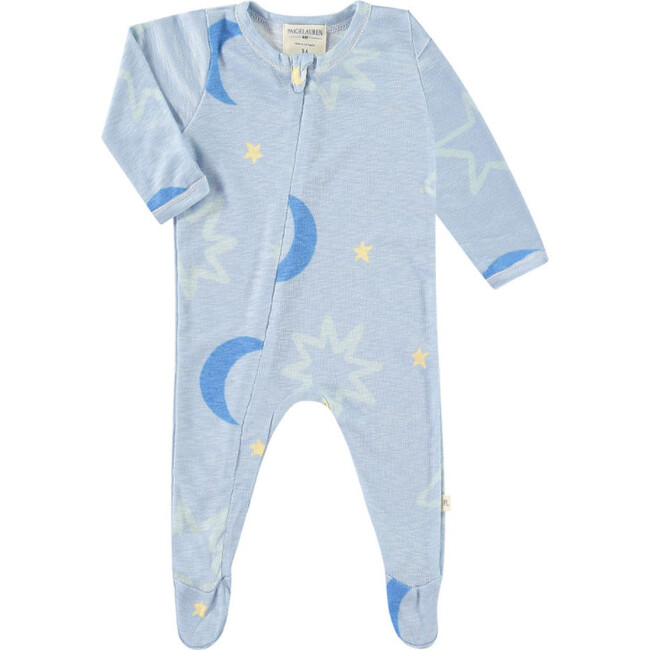 Take Home Moon And Star Slub Rib Cotton Set, Blue - Mixed Apparel Set - 2