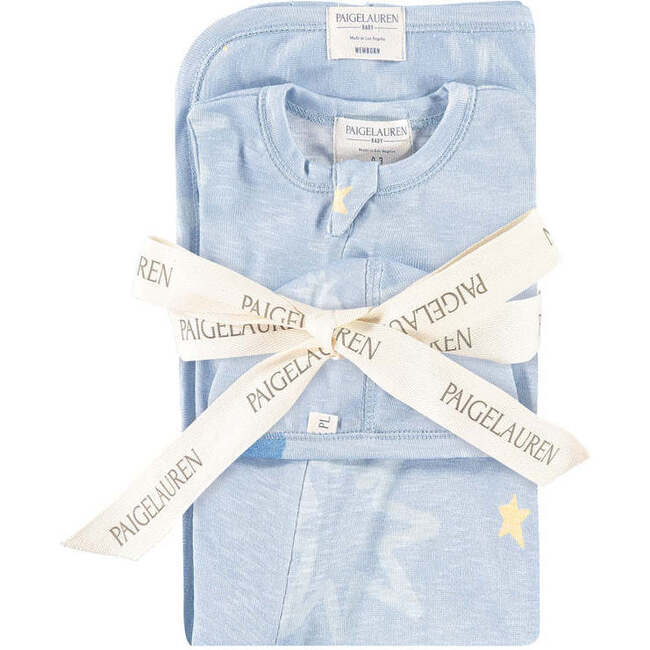 Take Home Moon And Star Slub Rib Cotton Set, Blue - Mixed Apparel Set - 3