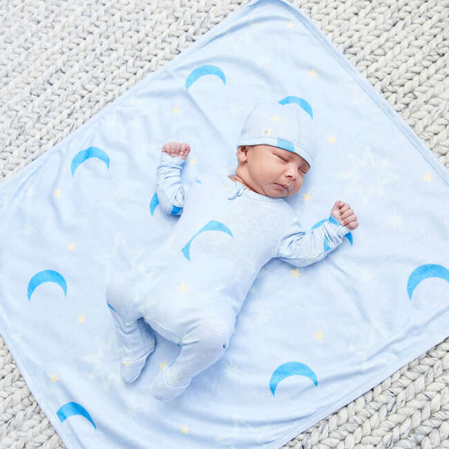 Take Home Moon And Star Slub Rib Cotton Set, Blue - Mixed Apparel Set - 4