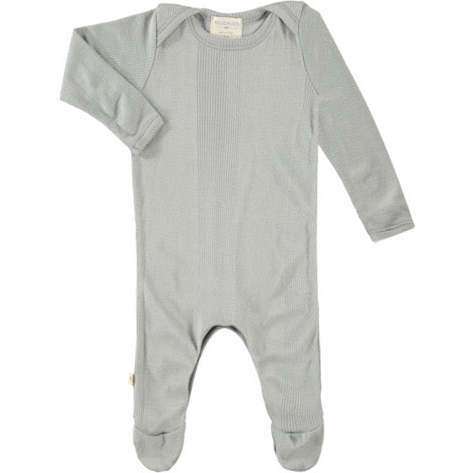 Galaxy Variegated Rib Lap Tee Footie Romper, Gray - Footie Pajamas - 1