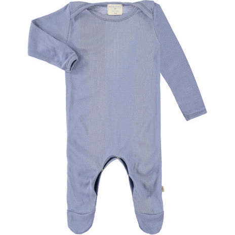 Galaxy Variegated Rib Lap Tee Footie Romper, Blue - Footie Pajamas - 1