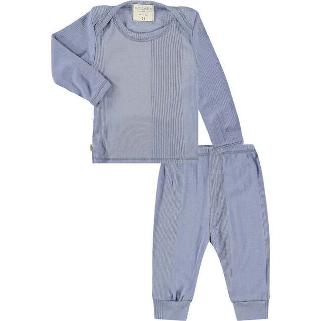 Galaxy Variegated Rib Lap Tee And Legging Loungewear Set, Blue - Mixed Apparel Set - 1