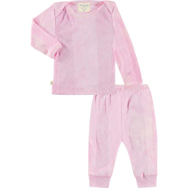Galaxy Variegated Rib Lap Tee And Legging Loungewear Set, Marble Pink - Mixed Apparel Set - 1