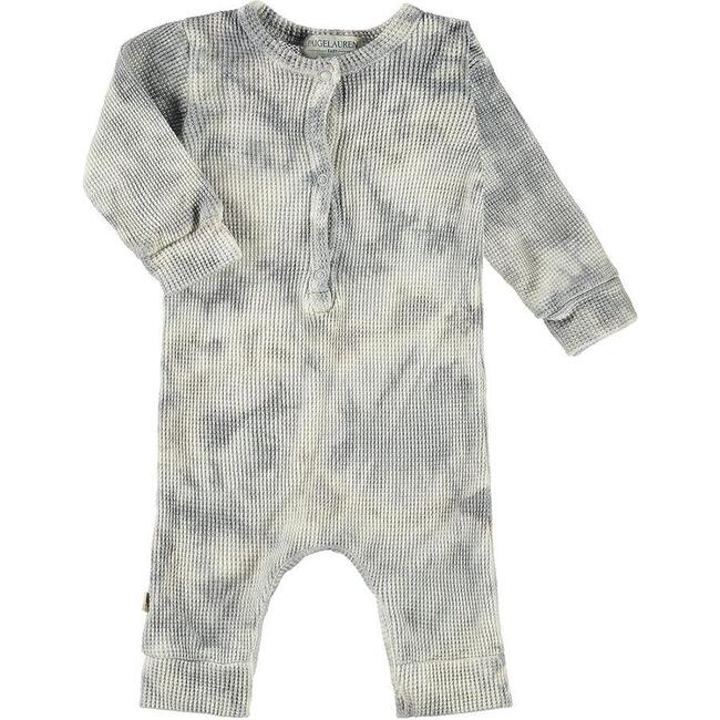 Cozy Tie-Dye Organic Thermal Henley Coverall, Marble Gray