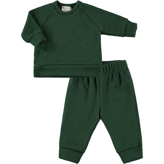 Cozy Organic Blanket Blend Loungewear Set, Dark Green