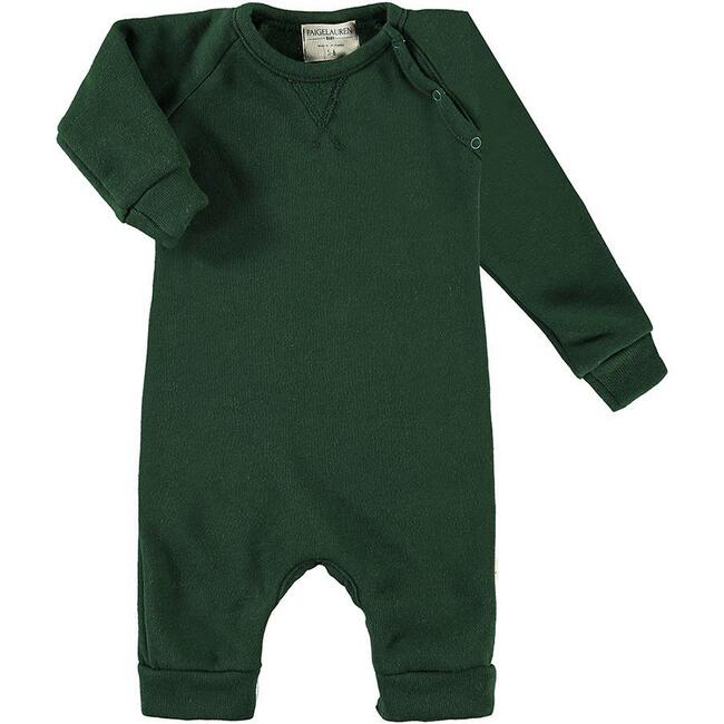 Cozy Organic Blanket Blend Sweatshirt Romper, Dark Green