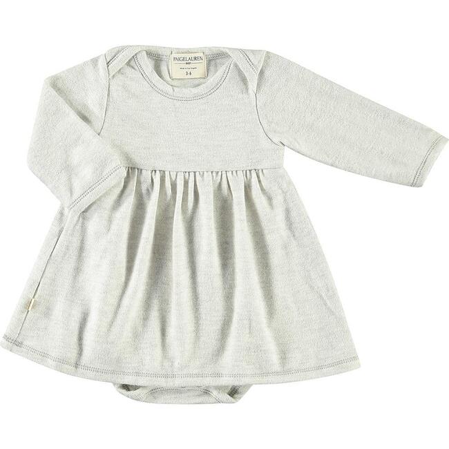 Cozy Hacci Lap Tee Heathered Long Sleeve Dress With Bodysuit, Oatmeal