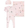 Galaxy Take Home Hacci Confetti Romper Blanket and Cap Set, Confetti Pink - Mixed Apparel Set - 1 - thumbnail