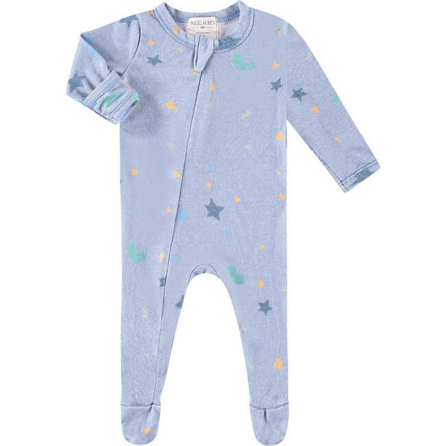 Galaxy Take Home Hacci Confetti Romper Blanket and Cap Set, Confetti Blue - Mixed Apparel Set - 2