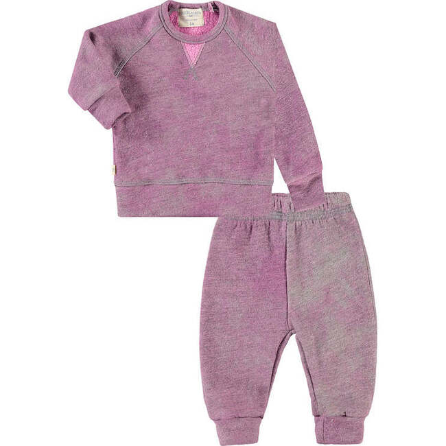 Galaxy Heathered Sherpa Sweatshirt And Sweatpants, Pink