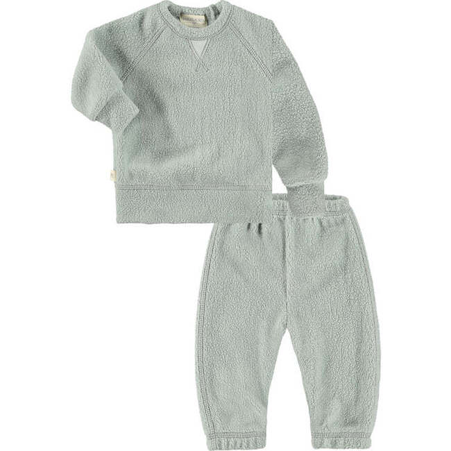 Galaxy Sherpa Raglan Sweatshirt And Sweatpant Loungewear Set, Gray