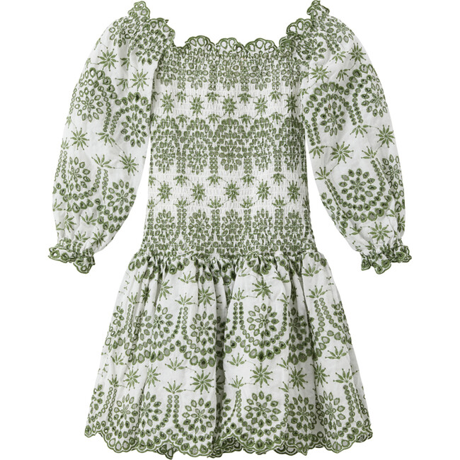 Seraphine Shirred Bodice Embroidered Dress, Kakhi - Dresses - 2