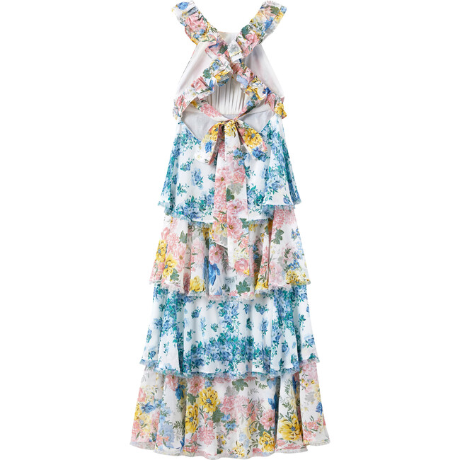 Fleur Floral 4-Tired Ruffle Cross-Over Open Back Dress, Multicolors - Dresses - 2