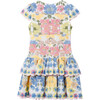 Marielle V-Neck Short Flutter Sleeve Embroidered Dress, Floral - Dresses - 2