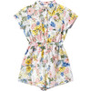 Fleur Short Sleeve Floral Print Romper, White And Multicolors - Rompers - 1 - thumbnail