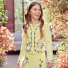 Cosette Long Sleeve Floral Embroidered Cardigan, Lemon - Cardigans - 3