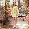Cosette Floral Embroidered Mini Skirt With Ruffled Hem, Lemon - Skirts - 3
