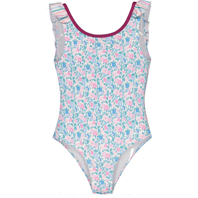 Liberty Stripes One-Piece Swimsuit, Pink, Blue And Green - One Pieces - 1