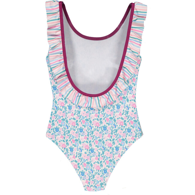 Liberty Stripes One-Piece Swimsuit, Pink, Blue And Green - One Pieces - 2