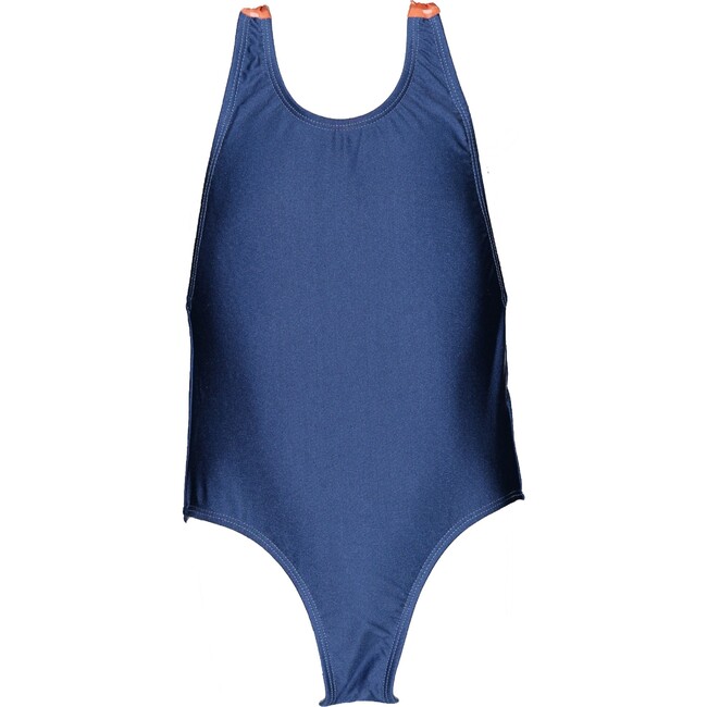 Sparkly Blue One-Piece Swimsuit, Blue And Brick