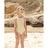 Vichy One-Piece Collared Swimsuit, Yellow And Pink - One Pieces - 3