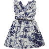 Sage Poplin Ruffle Shoulder Dress, Navy Vintage Floral - Dresses - 3