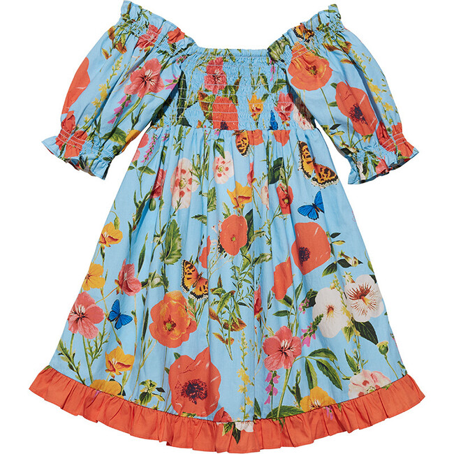 Ada Square Neck Embroidered Smocked Dress, Garden Dew