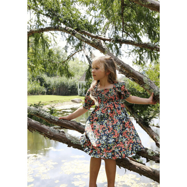 Ada Square Neck Embroidered Smocked Dress, Poppy Fields - Dresses - 3
