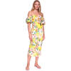 Women's Karene Sweetheart Neck A-Line Midi Dress, Lemon Zest Cornucopia - Dresses - 2