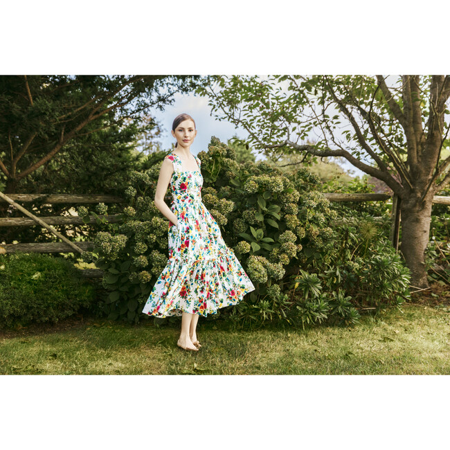 Women's Claire Square Neck Dress, Ivory Bouquet - Dresses - 2