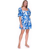 Women's Jessica Bubble Sleeve Smock Dress, Blue Floral Boho - Dresses - 3