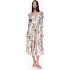 Women's Blue Hill Square Neck Structured Sleeve Dress, Whimsical Ivory - Dresses - 2