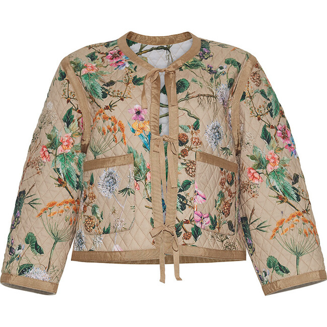 Women's Marissa Cropped Jacket, Whimsical Ivory X Khaki - Jackets - 4