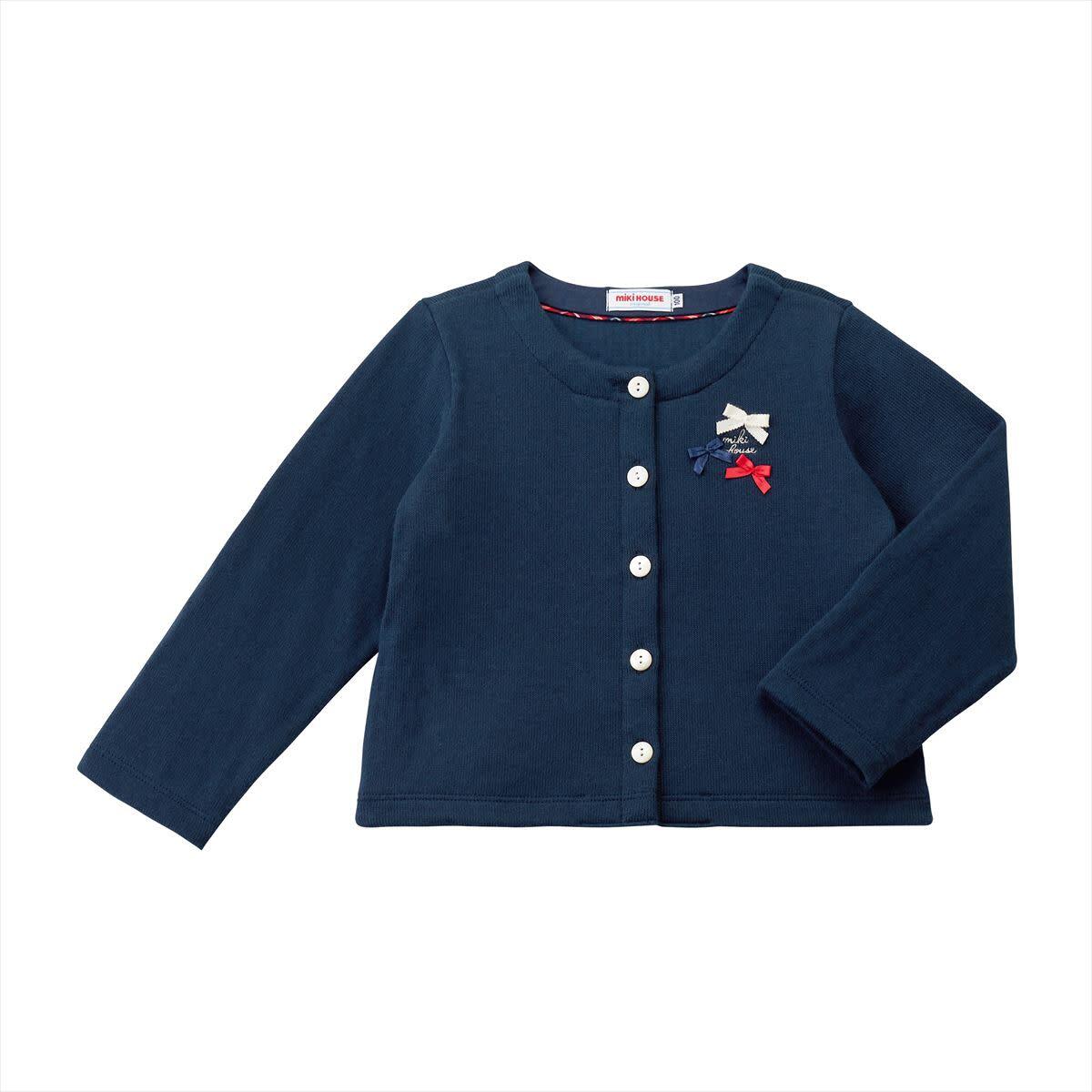 Tricolor Ribbon Cardigan, Navy - Sweaters - 1