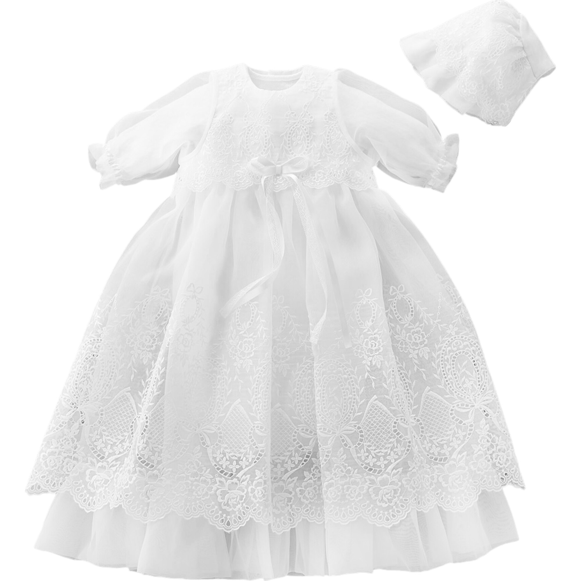 3 Piece Ceremony Gown Set Broderie, White - Mixed Gift Set - 1