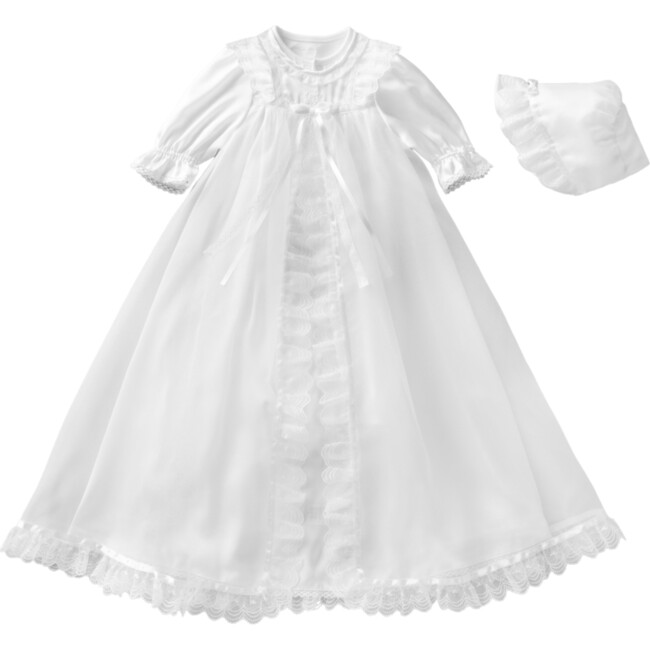 3 Piece Ceremony Gown Set Detailed Hems, White