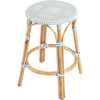 Tobias Rattan Round 24" Counter Stool, White and Sky Blue Dot - Accent Seating - 1 - thumbnail