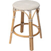 Tobias Rattan Round 24" Counter Stool, White and Tan Dot - Accent Seating - 1 - thumbnail