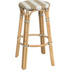 Tobias Round Rattan 30" Bar Stool, Tan and White Stripe - Accent Seating - 1 - thumbnail