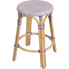 Tobias Rattan Round 24" Counter Stool, White and Purple Dot - Accent Seating - 1 - thumbnail