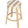 Tobias Rattan Round 24" Counter Stool, Tan and White Stripe - Accent Seating - 1 - thumbnail