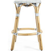 Tobias Rattan Round 24" Counter Stool, White and Sky Blue Dot - Accent Seating - 2