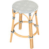 Tobias Rattan Round 24" Counter Stool, White and Navy Dot - Accent Seating - 1 - thumbnail