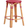 Tobias Rattan Round 24" Counter Stool, Red and White Dot - Accent Seating - 1 - thumbnail