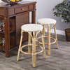 Tobias Rattan Round 24" Counter Stool, White and Tan Dot - Accent Seating - 2