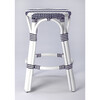 Tobias Rattan Round 24" Counter Stool, White and Navy Stripe - Accent Seating - 2